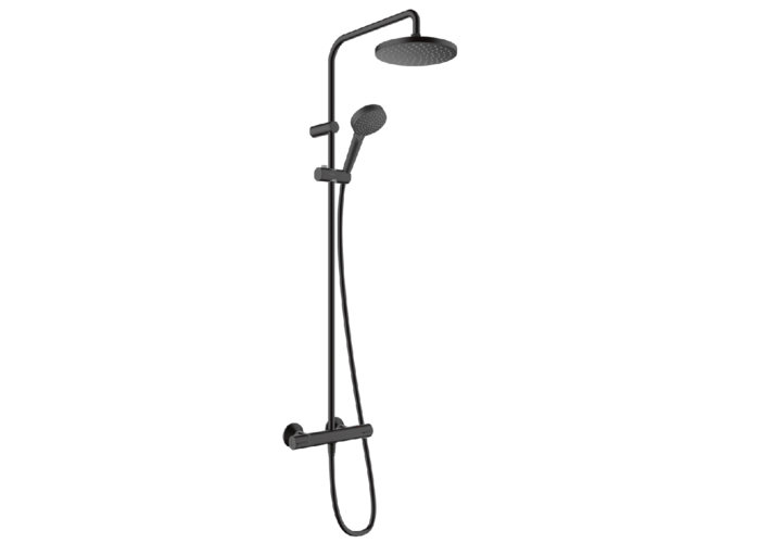 Душевая система с термостатом Hansgrohe Vernis Blend Showerpipe 200, EcoSmart, черный матовый, 26089670