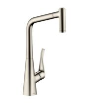 Смеситель для кухни Hansgrohe Metris, выдвижной излив, сталь, 14820800