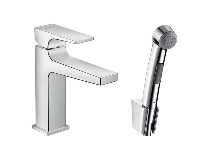 Смеситель Hansgrohe Metropol, гигиенический душ, Push-Open, 32522000