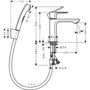 Смеситель для раковины Hansgrohe Rebris S 110, без гарнитура, гигиенический душ, 72215000