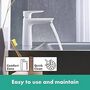 Смеситель для раковины Hansgrohe Talis E 110 CoolStart, без гарнитуры, белый матовый, 71714700