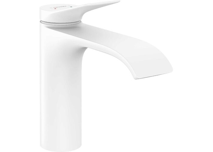 Смеситель для раковины Hansgrohe Vivenis 110, с донным клапаном, матовый белый, 75020700