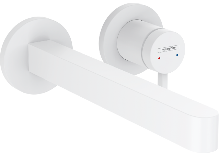 Смеситель Hansgrohe Finoris, настенный, с изливом 225 мм, матовый белый, 76050700
