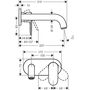 Смеситель для раковины Hansgrohe Vernis Blend, настенный, излив 20,4 см, хром, 71576000
