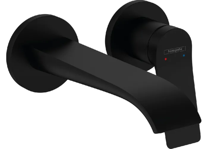 Смеситель настенный Hansgrohe Vivenis 195, с донным клапаном, черный матовый, 75050670