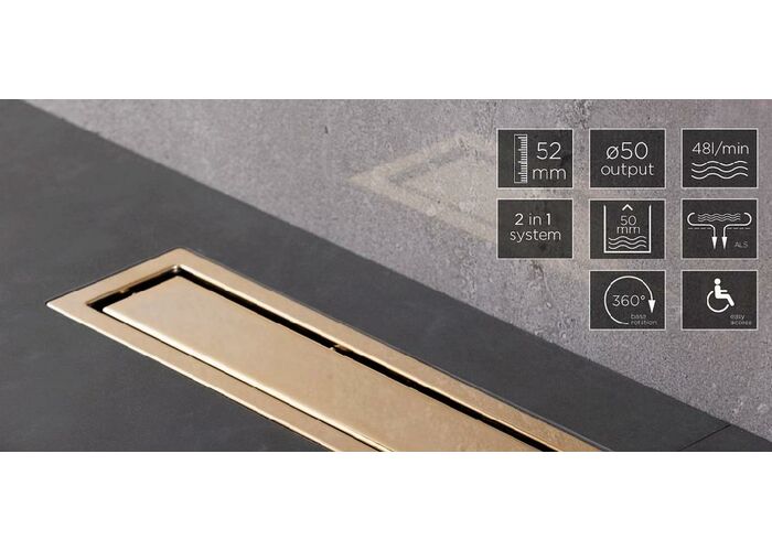 Душевой лоток Pestan Confluo Premium Line 450 Gold, 13100051