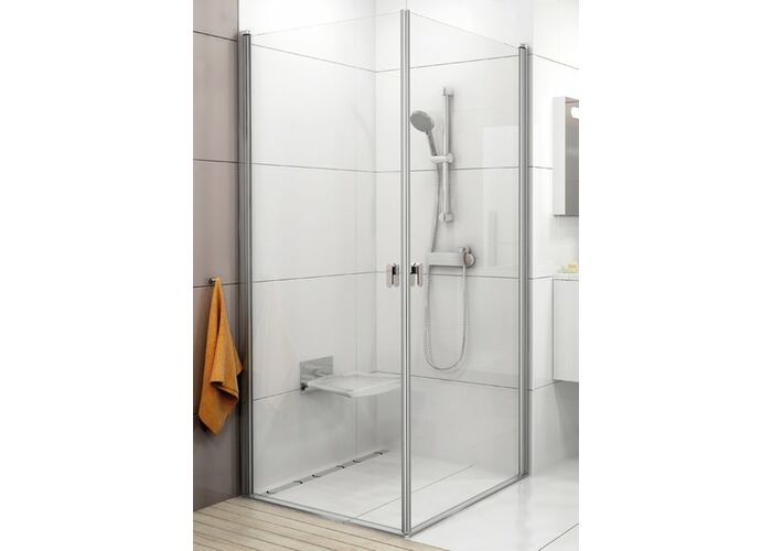 Душевая дверь Ravak Chrome CRV1+CRV1-90 белый+транспарент