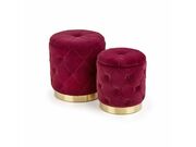 Комплект HALMAR POLLY (2 пуфа) бордовый/золот..