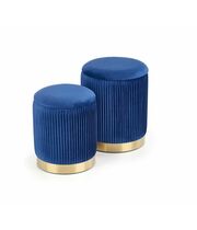 Комплект HALMAR MONTY (2 пуфа) темно-синий/золотой