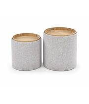 Комплект HALMAR AVIKO (2 пуфа) светло-серый/натуральный