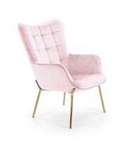 Кресло HALMAR CASTEL 2 светло-розовый/золотой