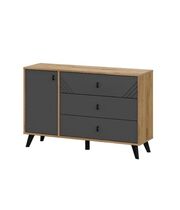 Комод NN Мебель (МС Байкал К) Дуб Золотой/Графит, 3 ящика (со створкой) (SAFE)