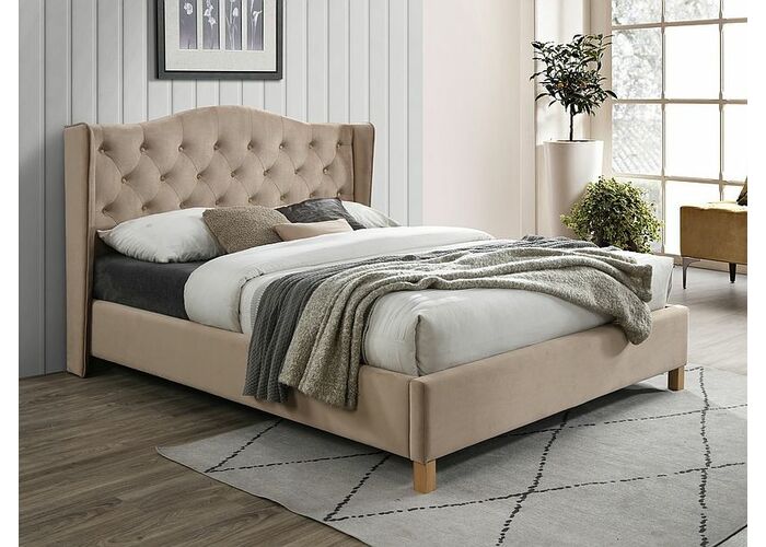 Кровать SIGNAL ASPEN Velvet Bluvel 28 бежевый/дуб 160/200