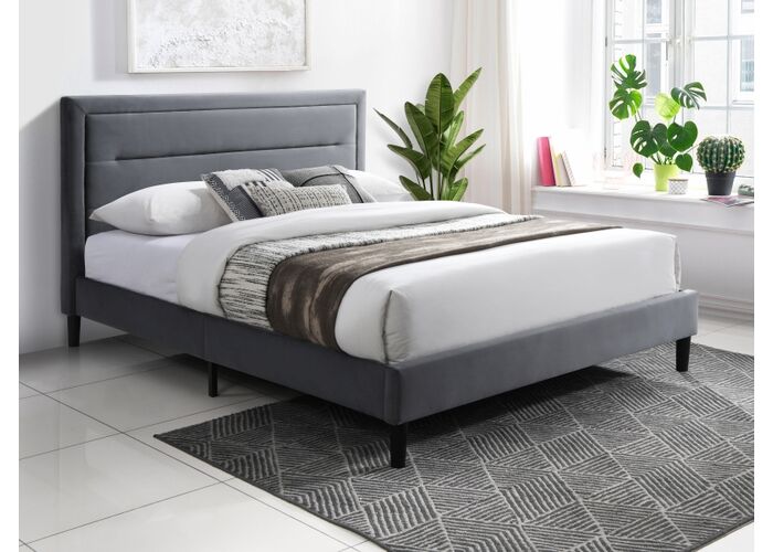 Кровать SIGNAL MALAGA Velvet Bluvel 14 серый/черный 140/200
