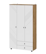 Шкаф NN Мебель (МС Байкал К) Дуб Золотой/Белый матовый, трехстворчатый (с ящиками) (SAFE)