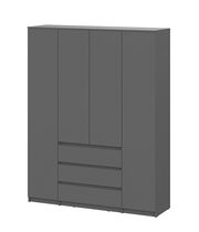 Шкаф NN Мебель (МС Денвер К) Серия 2 Графит серый, четырехстворчатый с 3 ящ.