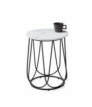 Стол журнальный HALMAR NUBIRA S белый мрамор/черный, 40/51