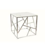 Стол журнальный SIGNAL ESCADA B II белый мрамор/серебряный 55/55