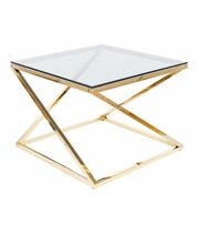 Стол журнальный SIGNAL LIAM дымчатый/золотой, 60/60