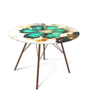 Стол журнальный Sheffilton SHT-S37/ТТ32 60 СТЕКЛО/МДФ малахитово-зеленый/медный металлик