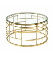 Стол журнальный SIGNAL LIVIA прозрачный/золотой, d80