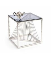 Стол журнальный HALMAR INFINITY KWADRAT дымчатый/хром, 55/55/55