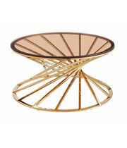 Стол журнальный SIGNAL OTTAVIA A дымчатый янтарь/золотой, d80