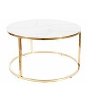 Стол журнальный SIGNAL SABINE эффект белого мрамора/золотой, d80
