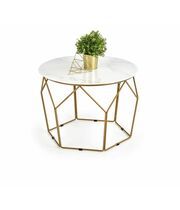 Стол журнальный HALMAR MADISON белый мрамор/золотой, 60/45