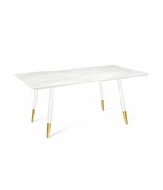 Стол Sheffilton SHT-TU14/120/80 МДФ белый муар/золото/голубой бетон