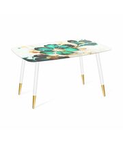 Стол Sheffilton SHT-TU14/TT32 118/77 стекло/МДФ малахитово-зеленый/белый муар/золотой