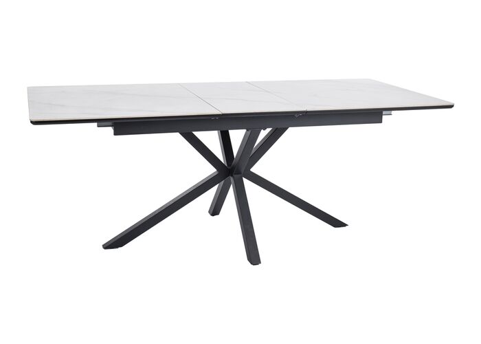 Стол обеденный SIGNAL LOGAN Ceramic белый/черный мат, 160-200/90