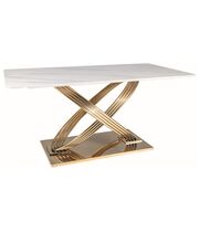 Стол обеденный SIGNAL HERMES эффект белого мрамора/золотой, 160/90/75