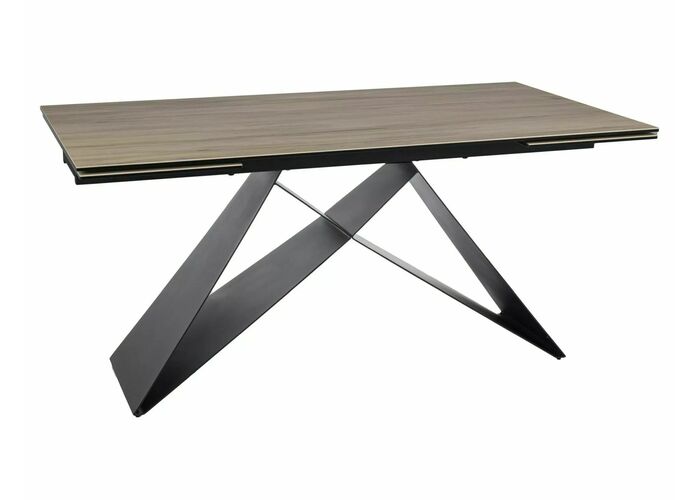 Стол обеденный SIGNAL WESTIN Ceramic Sabbia светло-коричневый/черный мат, 160-240/90