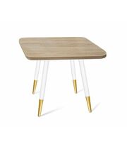 Стол Sheffilton SHT-TU14/60/60 ЛДСП артикул SHT-T118 белый муар/золото/дуб сонома