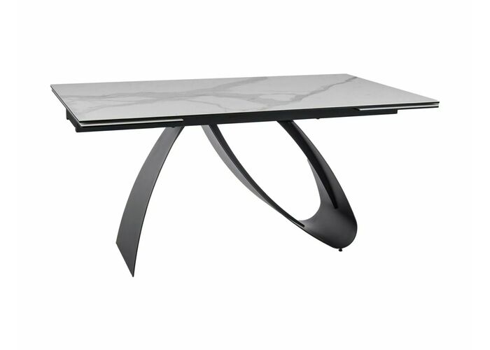 Стол обеденный SIGNAL DIUNA Ceramic Statuario Venato белый/черный мат, 160-240/90