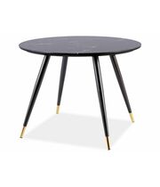 Стол обеденный SIGNAL CYRYL II эффект черного камня/черный/золотой, d100