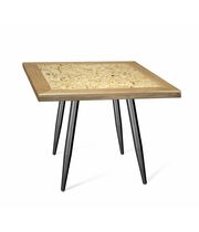 Стол Sheffilton SHT-TU14/ 70/70 ДУБ/OSB черный муар/прозрачный лак