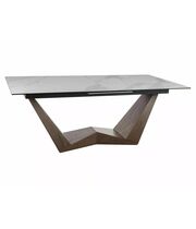 Стол обеденный SIGNAL BONUCCI Ceramic Statuario Venato белый/орех, 200-250/98