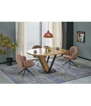 Стол обеденный HALMAR FANIS OKRAGLY натуральный/черный, 120-160/120/78