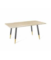 Стол Sheffilton SHT-TU14/120/80 МДФ артикул SHT-T126 черный муар/золото/дуб сонома светлый