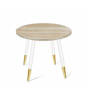 Стол Sheffilton SHT-TU14/80 МДФ белый муар/золото/дуб сонома светлый