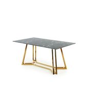 Стол обеденный HALMAR KONAMI черный мрамор/золотой, 160/90/75