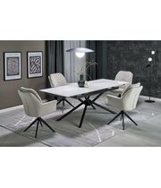 Стол обеденный HALMAR VITORINO белый мрамор/черный, 160-220/90/75