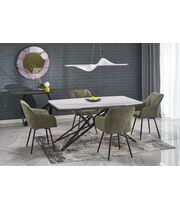 Стол обеденный HALMAR ALFREDO белый мрамор/черный, 160-240/91/76