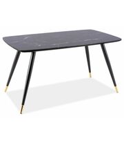 Стол обеденный SIGNAL CYRYL I эффект черного камня/черный/золотой, 140/80