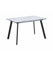 Стол обеденный SIGNAL BARI белый мрамор/черный мат, 120-160/80