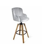 Стул полубарный Sheffilton SHT-ST39-1/S93 серое облако/дуб кор. браш./черный муар